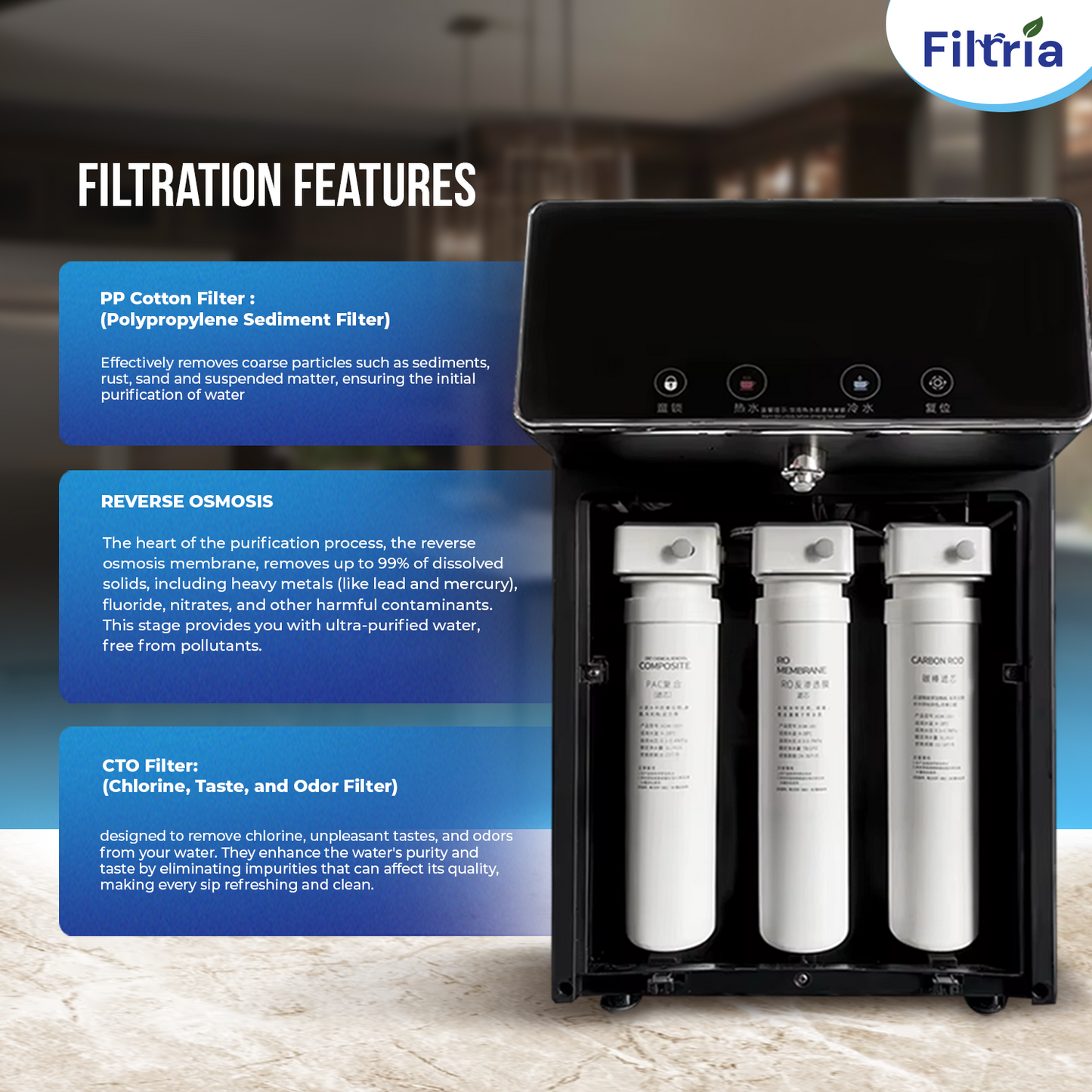 FTR-100 WATER DISPENSER WITH 3 STAGE FILTRATION